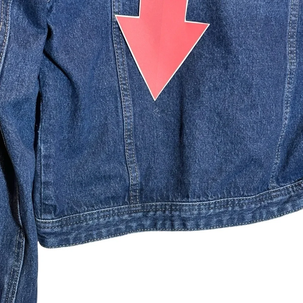 The Edit by Seventeen Button-Up Patch Denim Jean Jacket Girls Size Large